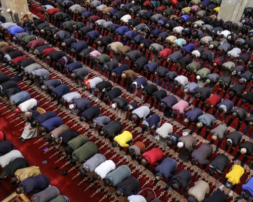 Palestinians,Pray,Laylat,Al-qadr,,At,Al-awda,Mosque,,Muslims,Celebrate,Laylat